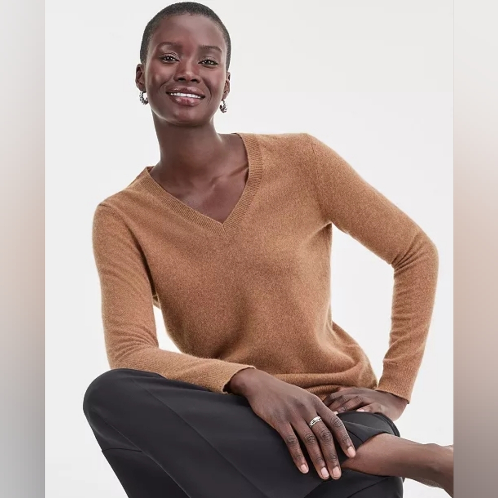 Charter Club Cashmere Sweater in Warm Beige Camel  XS